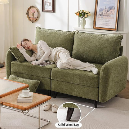 73'' Loveseat Sofa with All Seats Storage, Modular Sectional Couch with Deep Seat,Oversized Comfy Couch with 7.8'' Cushion for Living Room,Bedroom,Velet,Green