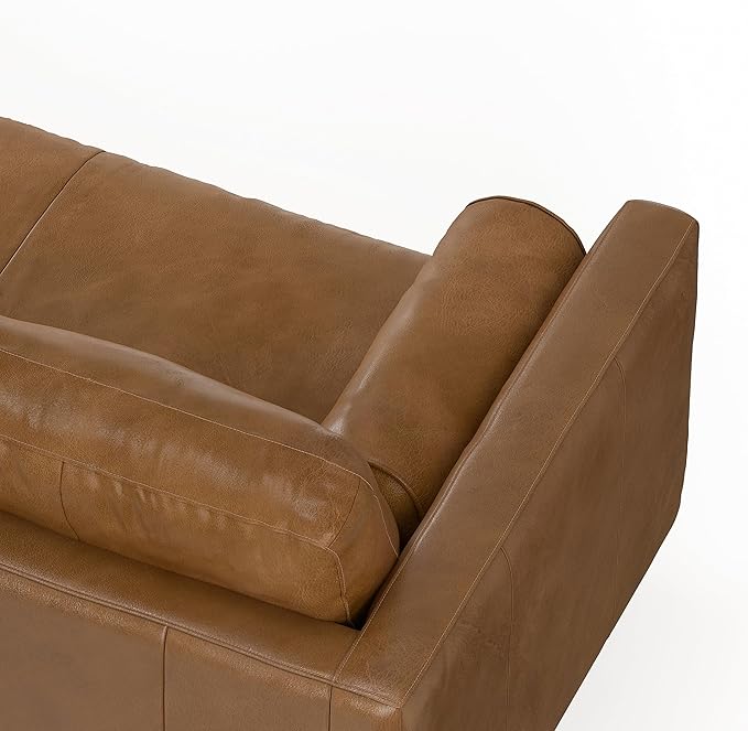SIMPLIHOME Morrison Right Sectional Sofa in Full-Grain Genuine Leather, Caramel Brown, 102-inches Wide, L-Shaped Leather Couch with Right Chaise for the Living Room and Family Room