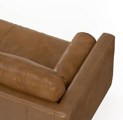 SIMPLIHOME Morrison Right Sectional Sofa in Full-Grain Genuine Leather, Caramel Brown, 102-inches Wide, L-Shaped Leather Couch with Right Chaise for the Living Room and Family Room