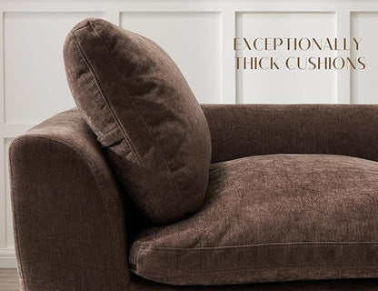 Oversized Cloud Sectional Couches for Living Room, Boneless U Shaped Couch with Ottoman, 4 Seater Modular Sectional Sofa, Brown