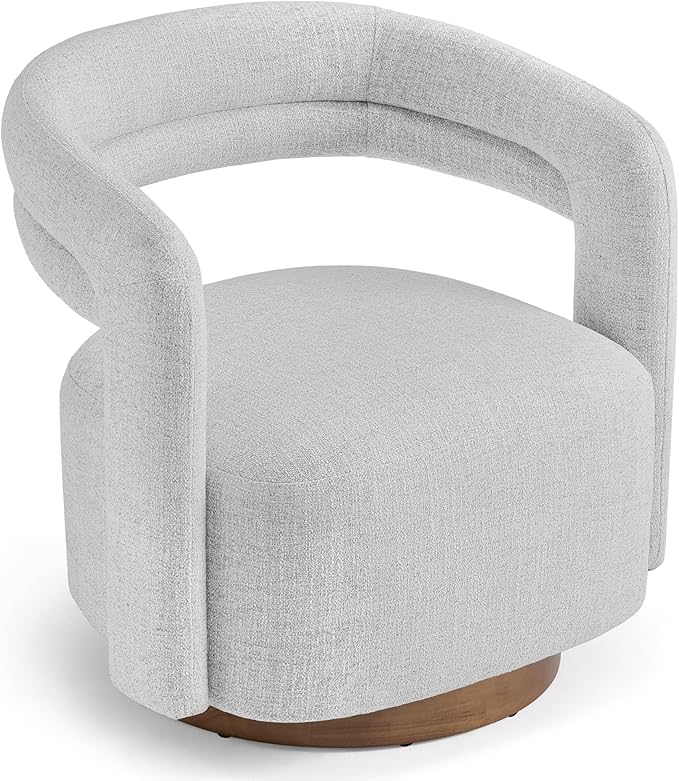 Swivel Accent Chair Set of 2, Upholstered Barrel Chair with Open Back Design, Modern Arm Chair with Wooden Base for Living Room Bedroom Reading Waitingroom,White