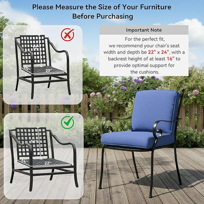 Patio Chair Cushions 4 Packs - Outside High Back Thick Water-Resistant Cushion 22x24 with Zipper Cover for Outdoor Glider Rocking Chairs Loveseat Couch – Blue/Regular