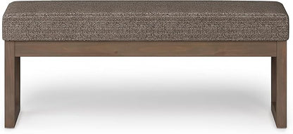 SIMPLIHOME Milltown 45 inch Wide Contemporary Rectangle Large Ottoman Bench in Mink Brown Tweed Look Fabric, Assembled, for the Living Room and Bedroom