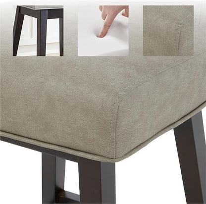 CHITA 26 Inch Counter Height Swivel Bar Stool, FSC Certified Modern Upholstered Faux Leather Swivel Barstool Chair with Back, Stone Gray