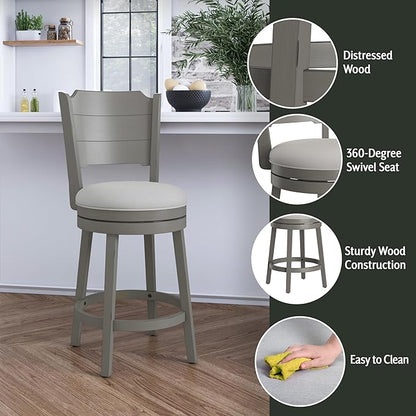 Hillsdale Clarion Swivel Counter Height Stool, Distressed Gray