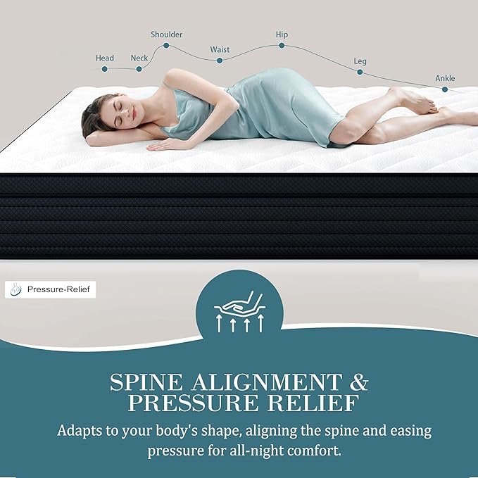 Sleepmax Extra Firm King Mattress 14 Inch - Deep Sleep Hybrid Mattress Pain Relief - Bed in a Box for Back & Side Sleeper - Extra Lumbar & HIPS Support - CertiPUR-US Certified, 365-Night Trial