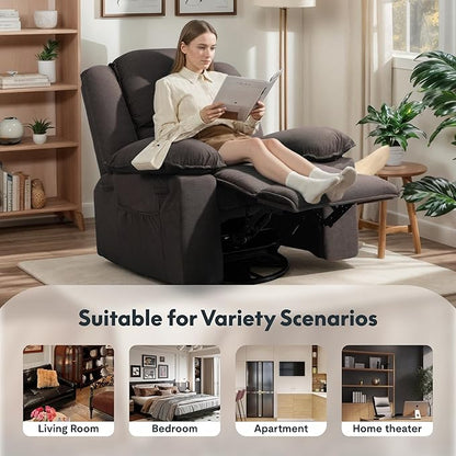 FLEXISPOT Massage Swivel Rocker Recliner Chair for Adults, Rocking Chair Nursery with Massage and Heat, USB Charging Port, 360° Swivel Recliner for Living Room Bedroom Nursery, Brown (XRC2)