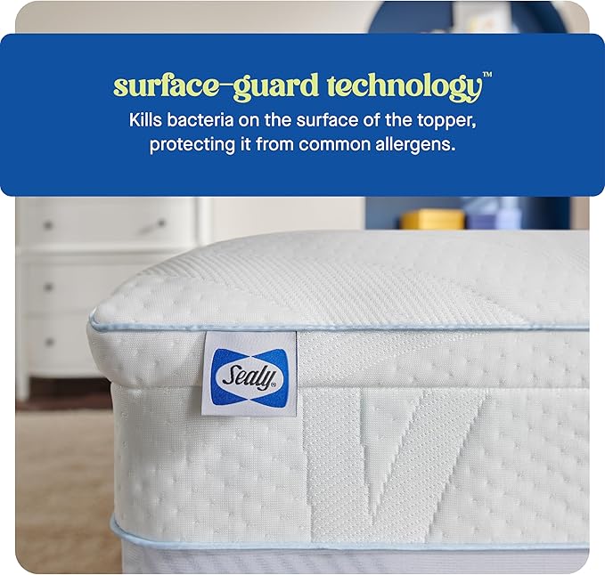 Sealy Dreamlife 3” Gel Memory Foam Twin XL Mattress Topper with 1” Quilted Cooling Cover, SealyComfort Gel Foam, SealyCool Poly Blend Cover