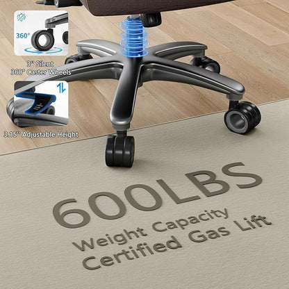 Big and Tall Office Chair with 5D Arms, 600lbs Fabric & PU Leather Heavy Duty Desk Chair, Adjustable Lumbar Support & Height, Tilt Function, High Back Ergonomic Executive Computer Chair