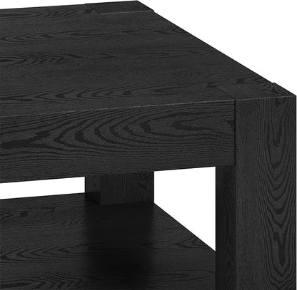 Henn&Hart 32" Wide Square Coffee Table in Natural Black, for Home, Living Room, Bedroom, Entertainment Room, Office