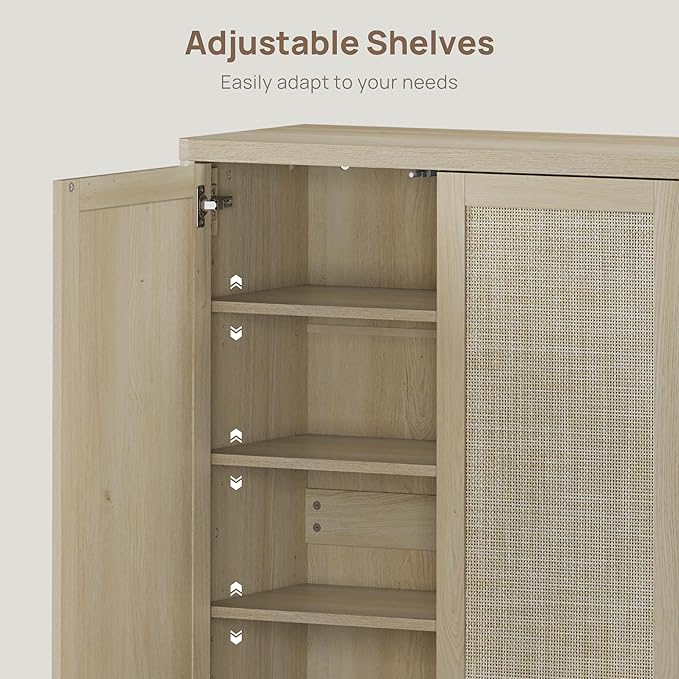 SICOTAS Rattan Shoe Storage Cabinet - Modular Shoe Cabinets with Door Tall Large Shoe Cabinet Storage for Entryway - 96.8" Wide Modular Cabinet for Hallway, Living Room
