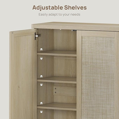 SICOTAS Rattan Shoe Storage Cabinet - Modular Shoe Cabinets with Door Tall Large Shoe Cabinet Storage for Entryway - 96.8" Wide Modular Cabinet for Hallway, Living Room