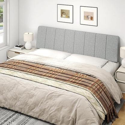 King Size Headboard Only-No Assembly, Upholstered Headboard King Size Linen Fabric Modern Style Headboards for Adjustable Bed Extra-Thick, Light Gray