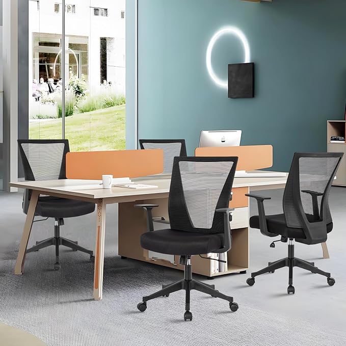 CLATINA Home Office Chair Ergonomic Desk Chair Mesh Computer Chairs with Armrests Executive Rolling Wheels Swivel Heavy Duty Chairs Office, Home, Black 8 Pack