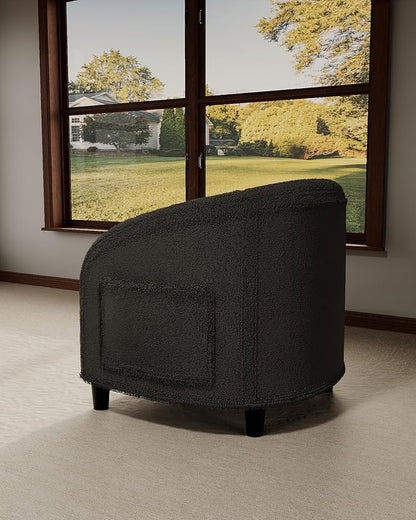 GarveeHome Accent Chair Barrel Boucle Chair Club Chair Sherpa Armchair Suitable for Living Room Bedroom Reception Room Office(Dark Gray)