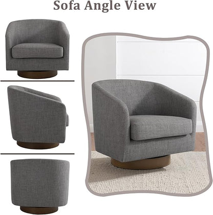 Lumibee Swivel Accent Chairs Set of 2, Chenille Fabric Swivel Barrel Chairs for Living Room, Modern Comfy Upholstered Round Armchairs Single Sofa Chairs for Bedroom, Club-Dark Gray