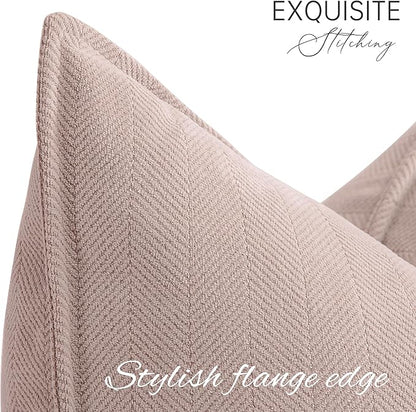 ZWJD Dusty Pink Pillow Covers 22x22 Set of 2 Chenille Throw Pillow Covers with Elegant Design Soft and Luxurious Decorative Throw Pillows for Couch, Bed, and Home Decor