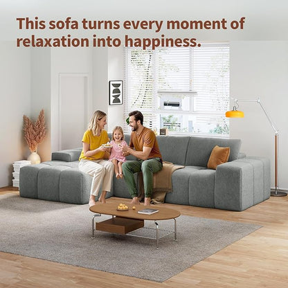114” Oversized Modular Sectional Couch for Living Room, Chenille Boneless Couch L-Shape Cloud Sofa with Deep Seat and Chaise, Memory Foam Compressed Sofa for Living Room Furniture Bedroom Apartment