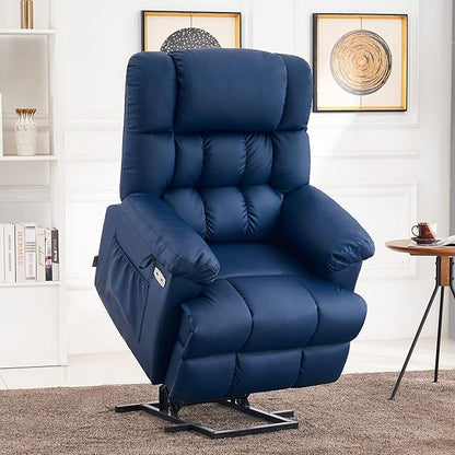 MCombo Power Lift Recliner Chair Sofa with Massage and Heat, Adjustable Headrest, 3 Positions, USB Ports, for Elderly People, Faux Leather 7533