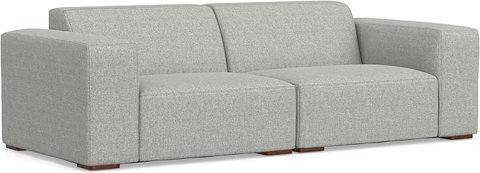 SIMPLIHOME Rex 2-Seater Modular Sofa in 100% Recycled Polyester Tightly Woven Performance Fabric, Pale Grey, 88-inches Wide, Handcrafted Modern-Style Loveseat Sofa for Living Room