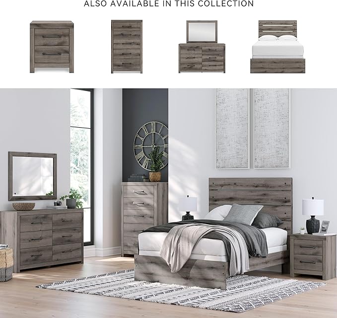 Signature Design by Ashley Urbanoore Rustic 5-Drawer Chest of Drawers with Safety Stop, Gray