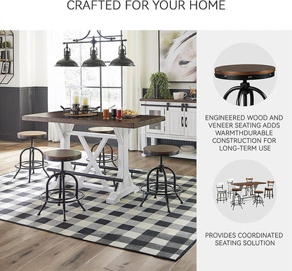 Signature Design by Ashley Valebeck Industrial Adjustable Height Swivel Barstool, 2 Count, Brown