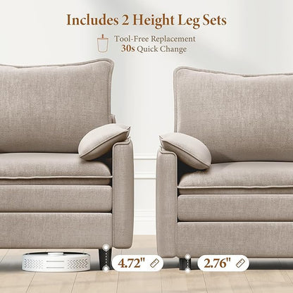 Vesgantti 142" Oversized Sectional Sofa Bed, 8-Seater Modular Sleeper Cloud Couch with Movable Ottoman, Chenille Convertible Sofa Set Deep Seat Couches for Living Room, Bedroom and Apartment, Brown