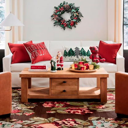 ZWJD Christmas Pillow Covers 22x22 Set of 2 Chenille Throw Red Cushion Covers with Elegant Design Soft and Luxurious Decorative Pillows for Couch, Bed, and Christmas Decor