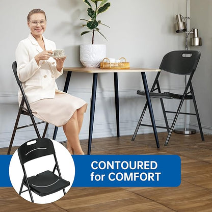 10 Pack Thicker 800 LBS Black Folding Chairs, Commercial Grade Folding Chair, Foldable Chairs for Events