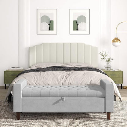 King Size Headboard Only, Velvet Wall Mounted Headboard King for Adjustable Bed Modern Upholstered Head Board Easy Assembly, Cream