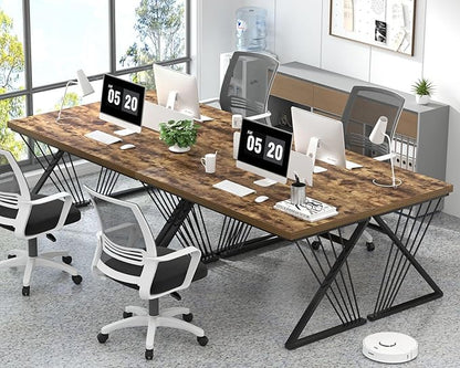 FOLUBAN Home Office Desk, Modern Wood and Metal Computer Desk, Simple Writing Work PC Desks for Bedroom, Industrial Study Gaming Table for Living Room, Rustic Brown, 53 Inch
