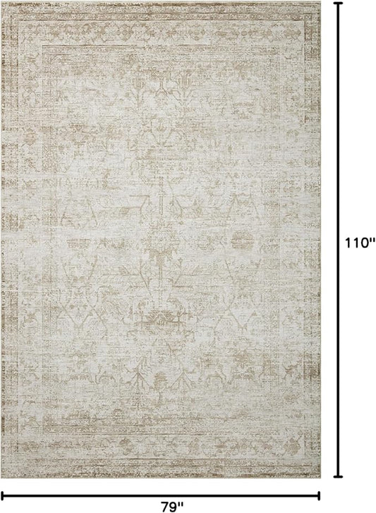 Loloi Amber Lewis Honora Collection HON-01 Ivory/Natural 6'-7" x 9'-2" Area Rug