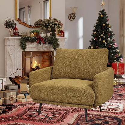 Oversized Accent Chair for Living Room Chairs Reading Arm Chair Comfy Modern Single Sofa Side Chairs with Metal Legs & Soft Cushion for Bedroom, Waiting Room (Chenille Pumpin, Set of 1)