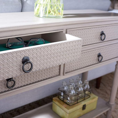 Safavieh Home Collection Haines Greige 4-Drawer Bottom Shelf Console Table