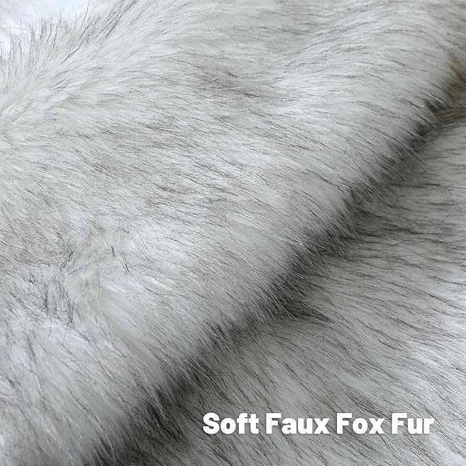 FUTEI Black White Decorative Throw Pillow Covers 24x24 Inch Set of 2,Soft Fluffy Faux Fox Fur Textured European Cushion Case,Modern Home Decor for Couch Living Room
