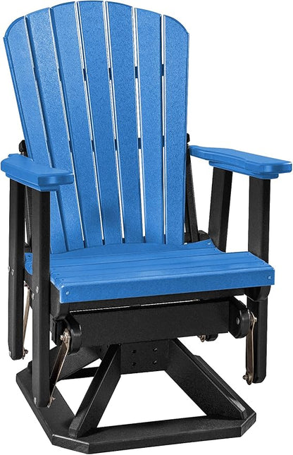 DutchCrafters Slat Fan Back Poly Adirondack Swivel Glider Outdoor Patio Chair (Black & Blue)