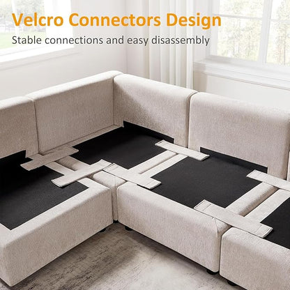 VANOMi Modular Sectional Sofa, Convertible Sofa Couch Modular Sofa with Ottoman, Sleeper Sofa Bed Sectional Sofas for Living Room Small Apartments