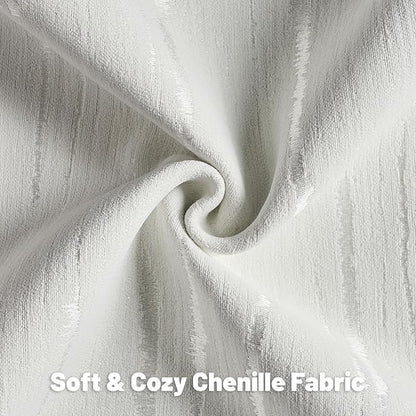 FUTEI White Chenille Decorative Throw Pillow Covers 12x20 Inch Set of 2,Soft Embossed Striped Textured Lumbar Pillow Cases,Modern Home Decor for Couch Bed Living Room