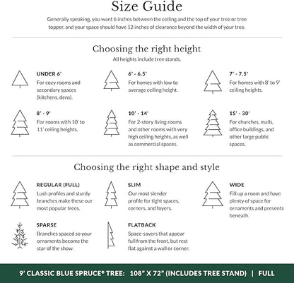 Balsam Hill 9 ft Unlit Classic Blue Spruce - Artificial Christmas Tree with Premium Stand for Indoor Holiday Decorating