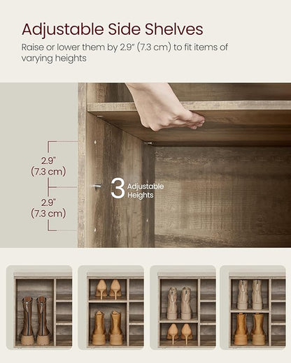 VASAGLE CUSTOS Collection - Shoe Bench, Storage Bench with Padded Seat, Entryway Bench with 10 Compartments, for Bedroom, 11.8 x 40.9 x 18.9 Inches, Camel Brown and Cappuccino Beige ULHS010K02