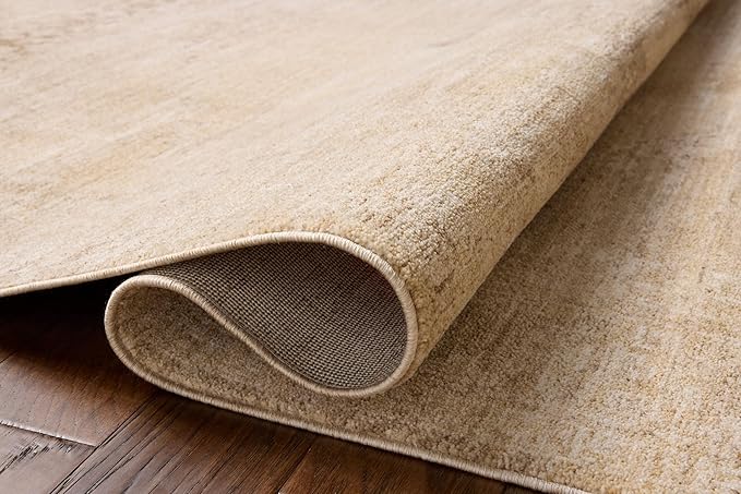 Loloi Chris Loves Julia Palma Collection PLM-07 Wheat/Taupe 6'-3" x 9'-6" Fringe Area Rug Vintage Style Boho Living Room Bedroom Carpet