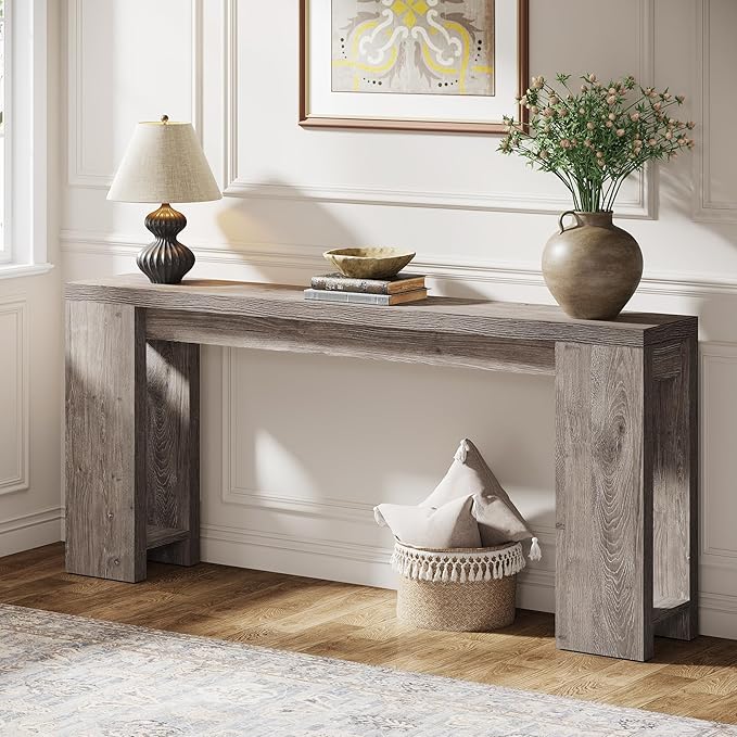 Tribesigns 70.9-Inch Long Console Table, Farmhouse Wooden Entryway Sofa Table Behind Couch, Narrow Entry Console for Living Room, Hallway, Entrance, Foyer, Grey