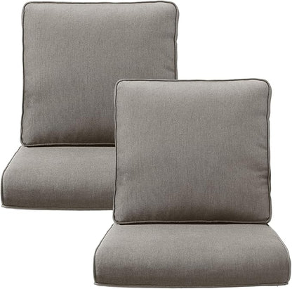 Outdoor Rattan Chair Cushions 2 Packs - Outside Durable Thick Replacement Back and Seat Cushion 22x24 with Zipper Cover for Patio Glider Rocking Chairs Loveseat Couch – Grey/Regular