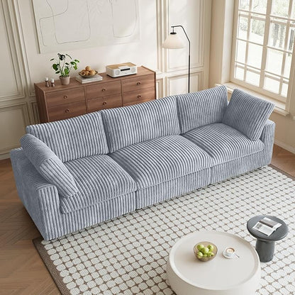 Modular Sectional Sofa, 118.11" Oversized Cloud Sectional Couch,3 Seat Comfy Modern Sectional Couches for Living Room,Plush Sofa Cushion Covers Removable,Gray
