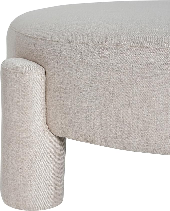 Christopher Knight Home Chobi Round Fully Ottoman Foot Stool, Pouf Footstool Ottoman Seat, Fabric Upholstered Foot Chair, Round Footrest, Modern Side Table for Living Room Bedroom Home Decor, Beige