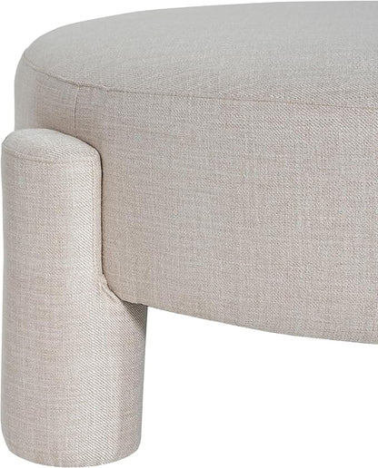 Christopher Knight Home Chobi Round Fully Ottoman Foot Stool, Pouf Footstool Ottoman Seat, Fabric Upholstered Foot Chair, Round Footrest, Modern Side Table for Living Room Bedroom Home Decor, Beige