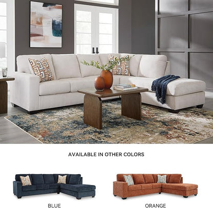 Signature Design by Ashley Aviemore Casual L-Shaped 2-Piece Sectional with Chaise and Loose Seat Cushions, Accent Pillows Included, 110" Wide, Light Gray