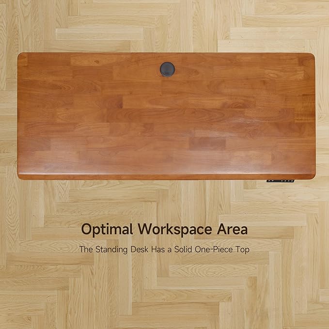 ONBRILL Standing Desk, 55x23.6 Inches Whole-Piece Board Rectangle Stand Up Desk with Solid Wood Desktop and Memory Controller, Adjustable Height from 28-46 Inches for Home & Office, Brown