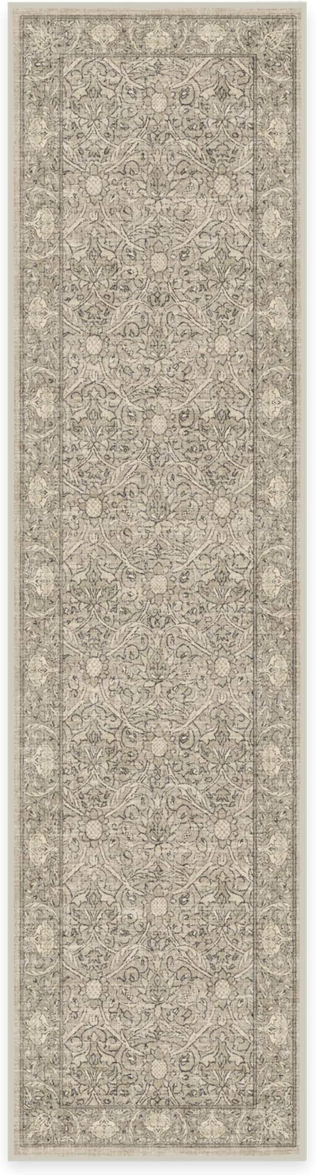 RUGGABLE x Morris & Co Machine Washable Runner Rug – Montreal Natural Stone 2.5x10, Stain-Resistant, Non-Slip – Washable Rug for Hallway, Entryway, Living Room & Kitchen–with Standard Pad