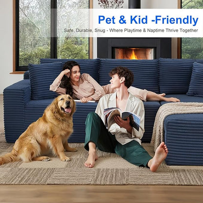 105" Sectional Couches for Living Room Cloud Couch Sofa with L-Shape Upholstered Boneless Couchs Modern Modular Sectional Couch with Chaise (Blue, 105''W Right Facing Chaise)